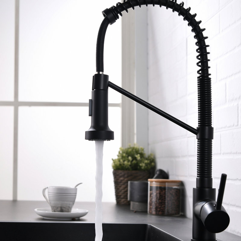 Robinet de cuisine à eau chaude et froide, noir, rétractable, laiton, robinet de mélange de température à un trou
