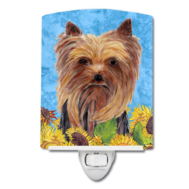 Éclairage nocturne en céramique cairn terrier in summer, Yorkie