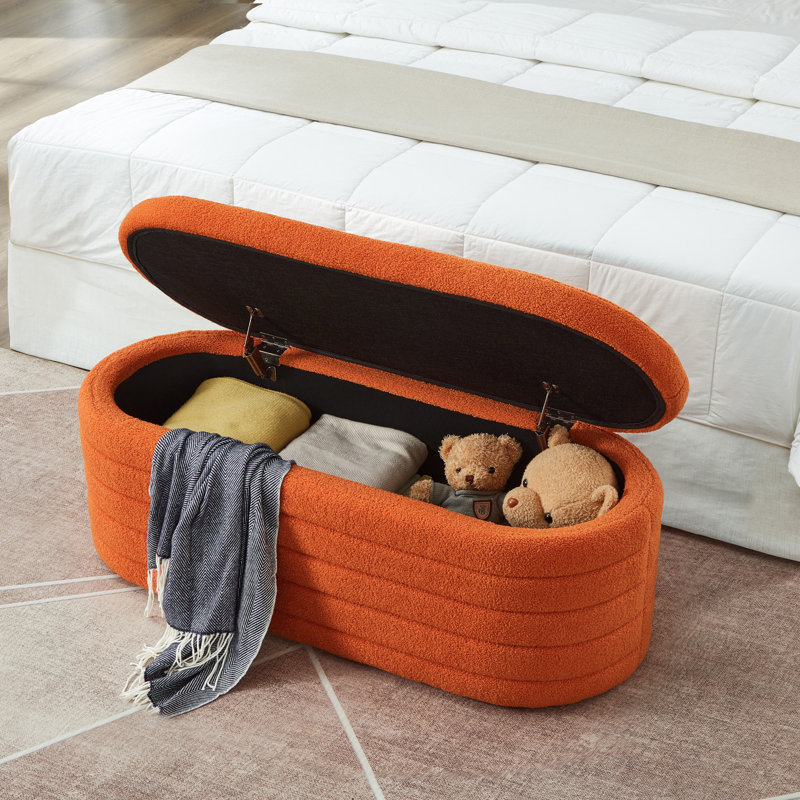 Banc de rangement repose-pieds ovale, Orange