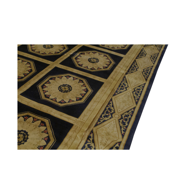 Savonnerie Wool Geometric Area Rug