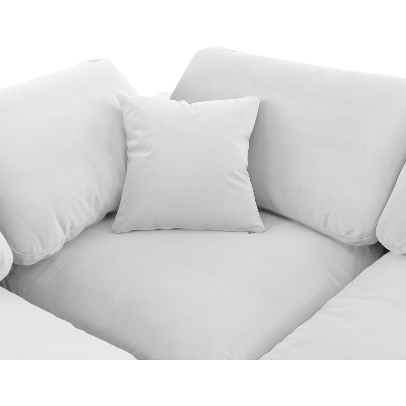 Canapé modulaire rembourré 4 pièces Hinrich, Velours crème