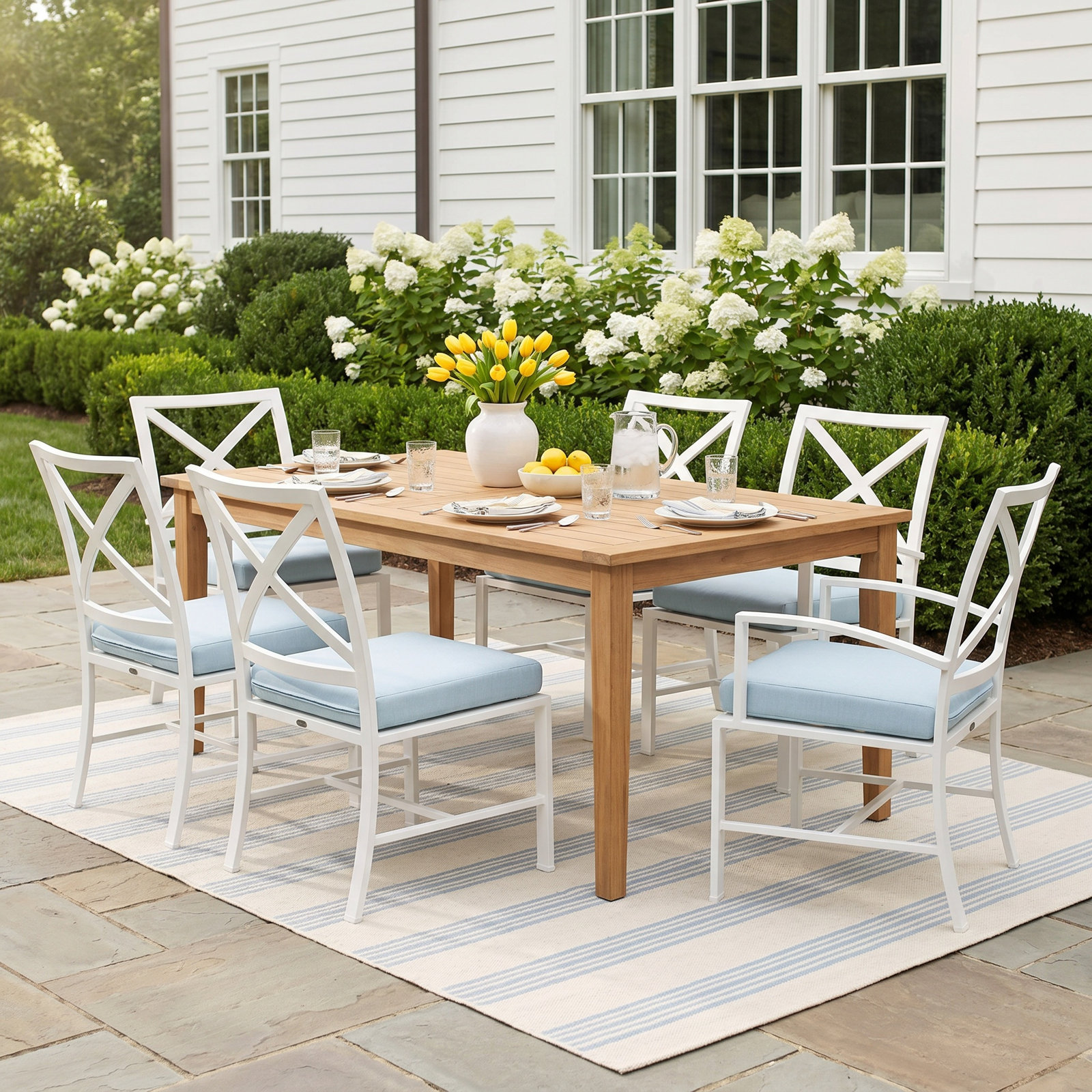 Bristol 48" Sunbrella® Patio Dining Set, Canvas Flax Sunbrella®