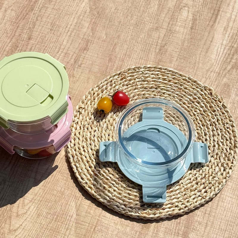 Paquet de 4 contenants de préparation de repas en verre de 2 tasses avec couvercles étanches à l'air