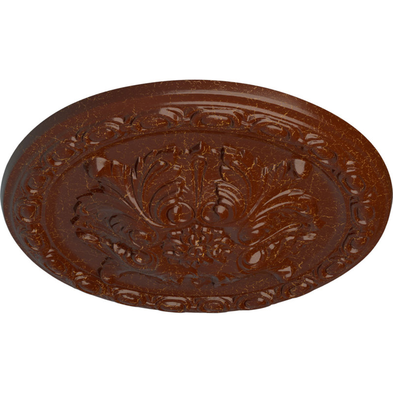 Médaillon de plafond H 11,75 po x l 11,75 po Stockport, Acajou poli craquelé