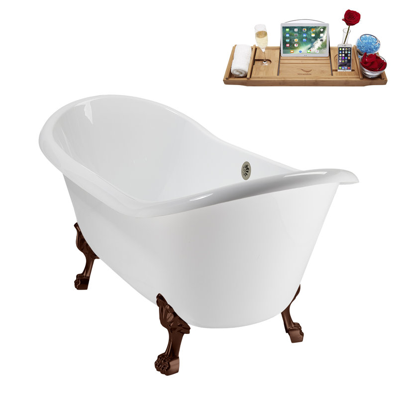 71" Streamline Clawfoot Tub,Tray,Drain and Clawfeet, Oil Bronze, Brushed Nickel