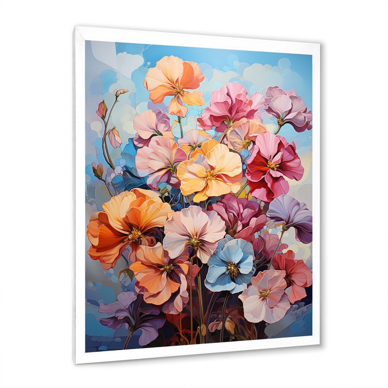 Bouquet de pensées sauvages Wild Expression, Cadre simple blanc, H 32 po x l 24 po x P 1 po