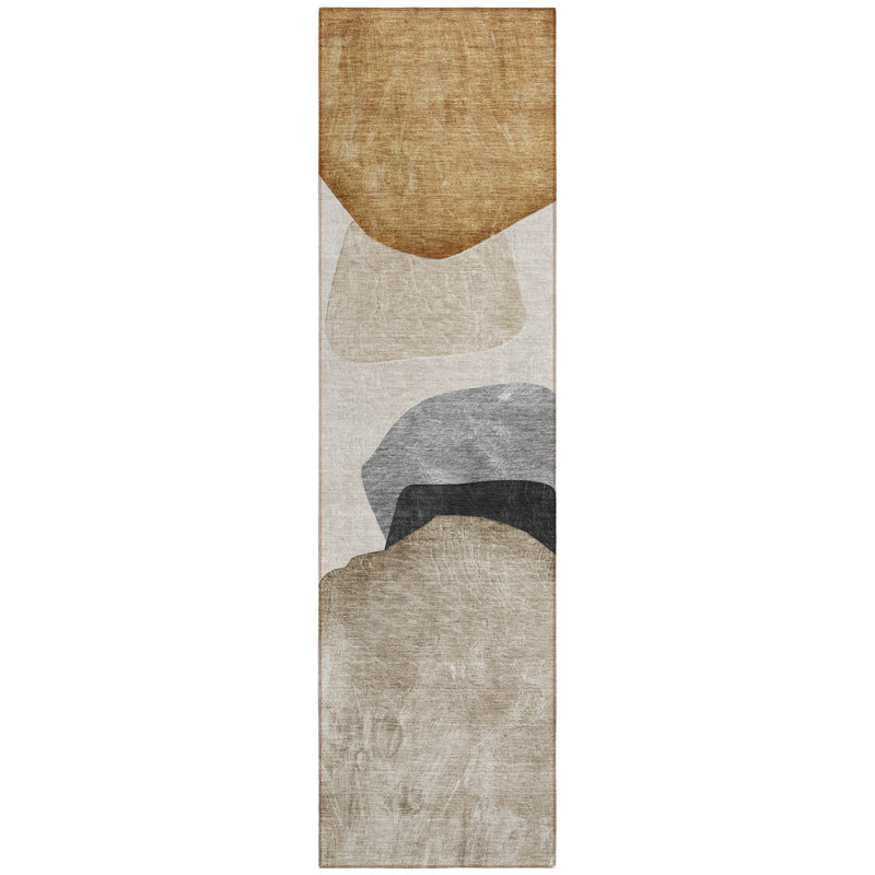 Tapis de couloir d'extérieur 8 pi brun et gris