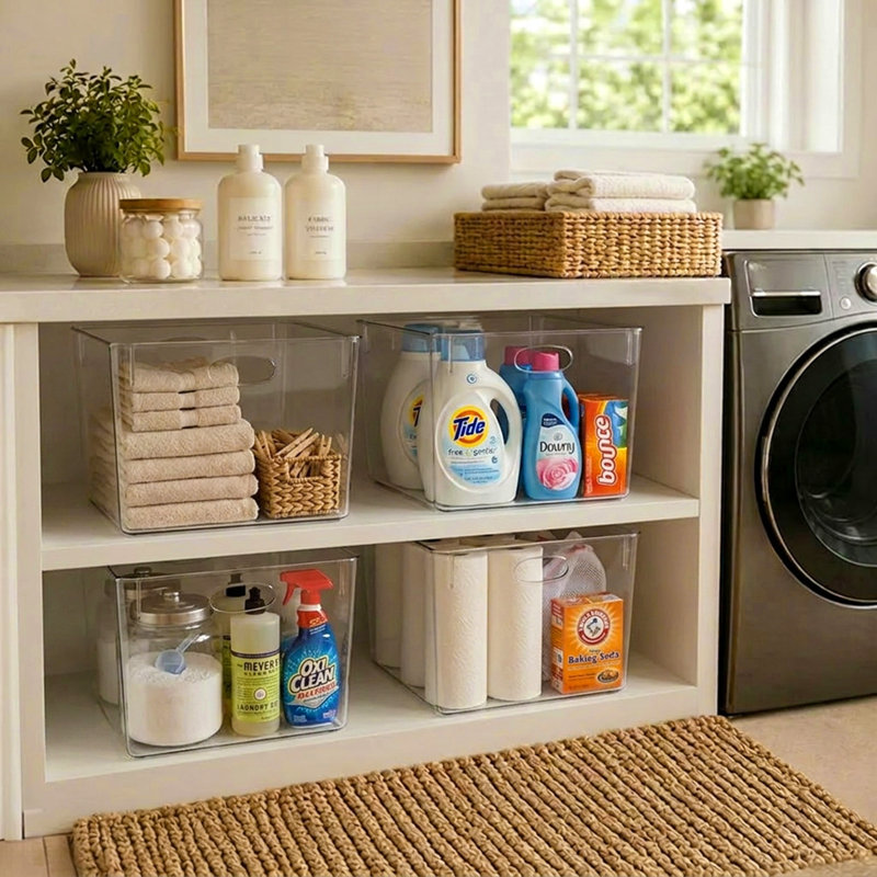 Très grands bacs de rangement carrés empilables avec poignées Sorbus - pour rangement, garde-robe, tablette et rangement, 4