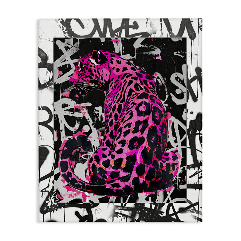  Art urbain sur toile, "Urban Graffiti Leopard" par Svetlana Aleynikova, H 30 po x l 24 po