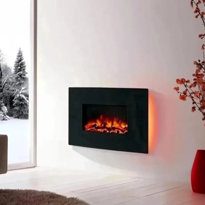 Castleton Fires & Fireplaces 91 cm W Black Electric Fireplace with 6824.28 BTU