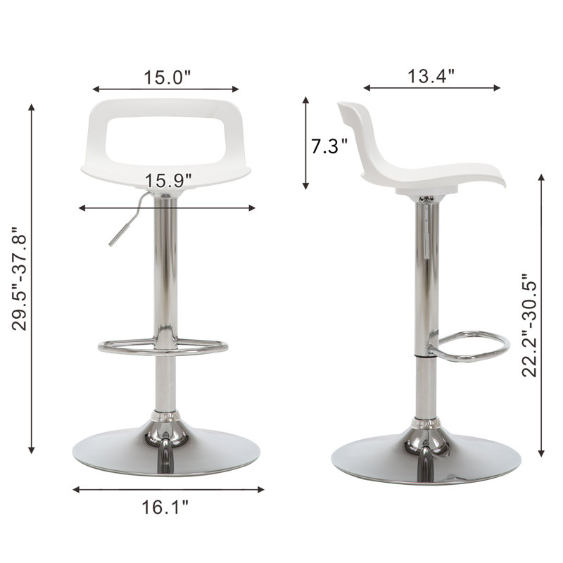 Tabouret de bar réglable en hauteur Dressler, Blanc