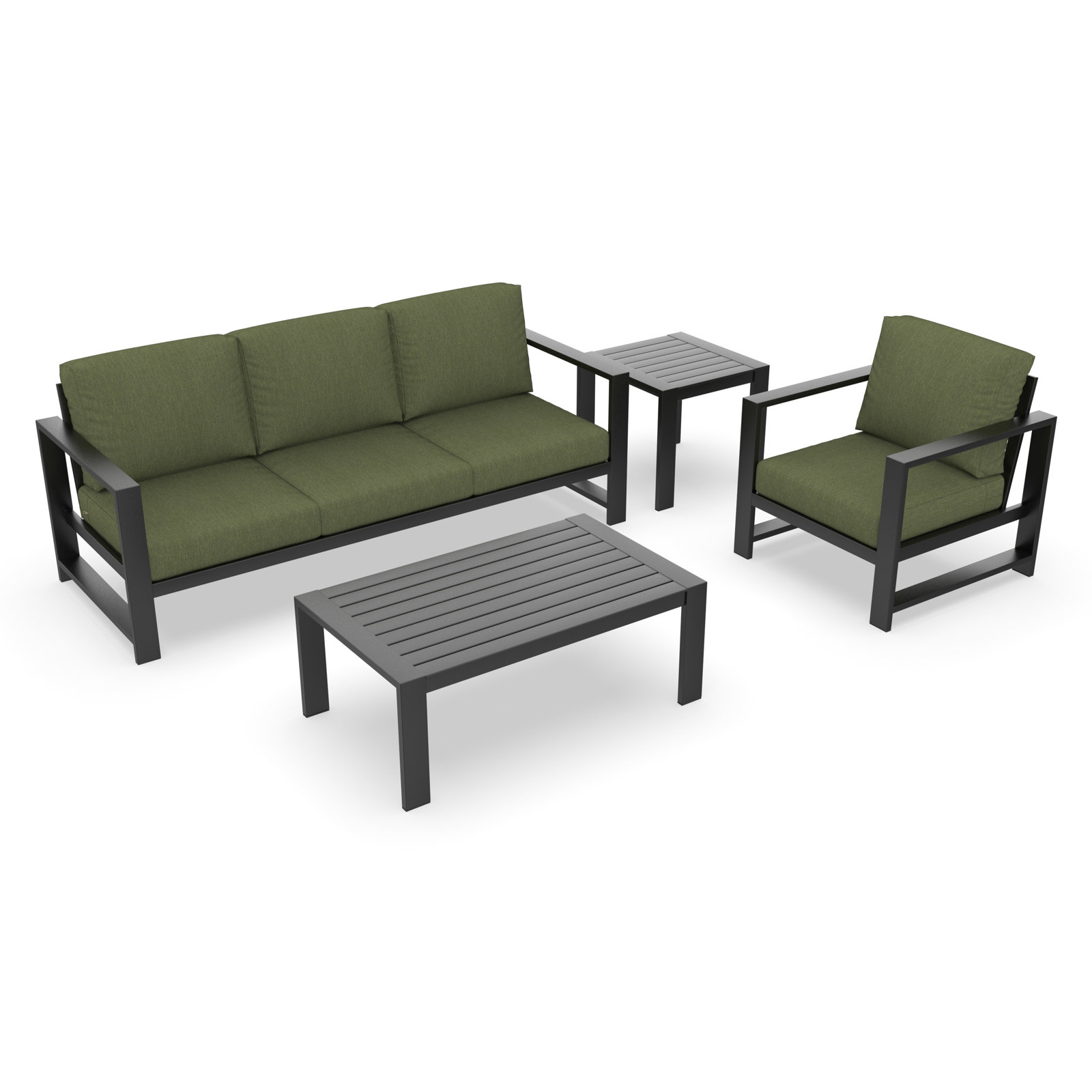 Dulcie 4-Person Sunbrella® Patio Seating Group, Green