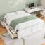 Structure de lit plateforme en bois grand format avec 6 tiroirs blanc-541285695