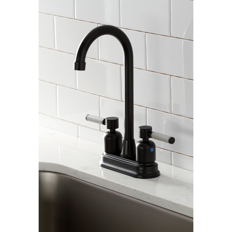 Kingston Brass Kaiser Two-Handle 2-Hole Deck Mount Bar Faucet, Matte Black