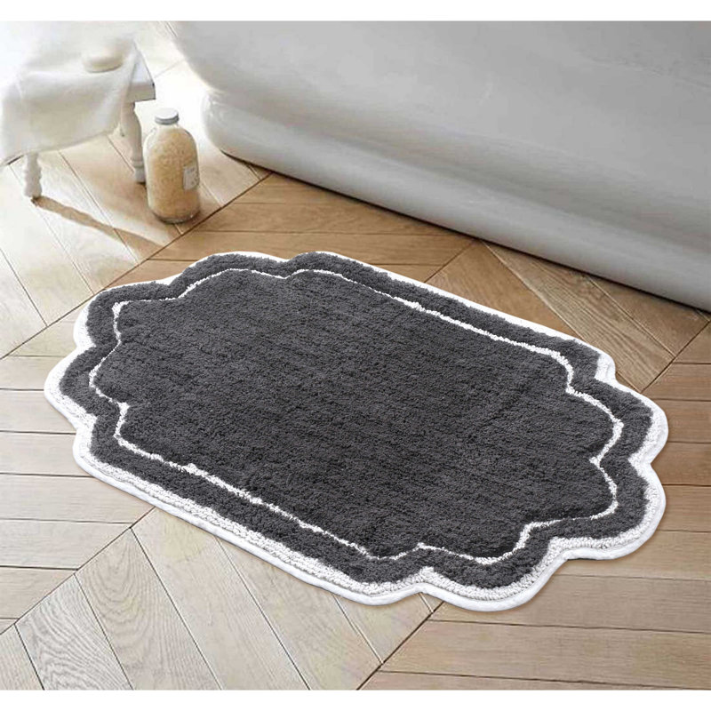 Tapis pour salle de bain Dobrinka, Gris foncé, 24 po x 40 po (rectangulaire)