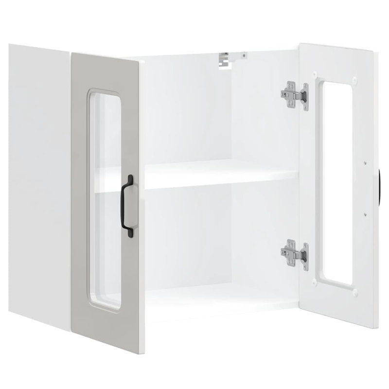 Kitchen Wall Cabinet With Glass Door Kalmar Engineered Wood, 60cm H x 60cm W x 31cm D, High Gloss White