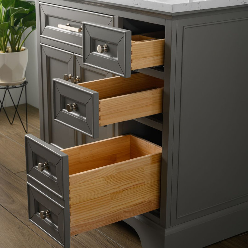 Ensemble de meuble-lavabo simple 36 po Currahee, Gris / Nickel brossé