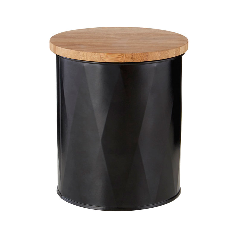 Metal Jar, 14cm H x 12cm W x 12cm D, Black