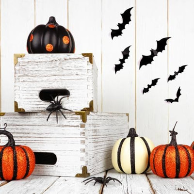 144 décorations d'Halloween en forme de chauve-souris 3D 144 pièces, 4 tailles