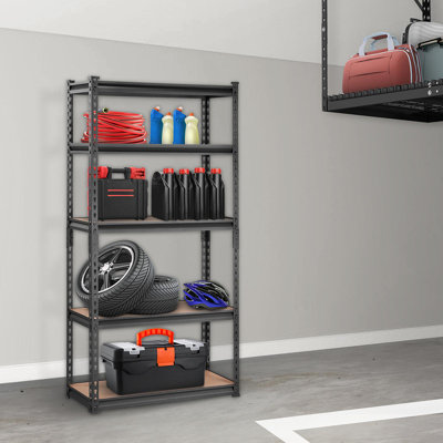 Étagère de rangement réglable à 5 niveaux, capacité de 2 000 lb, étagère de rangement en métal robuste, noire, L 60 po x l 24 po x H 78 po pour garde-manger de cuisine