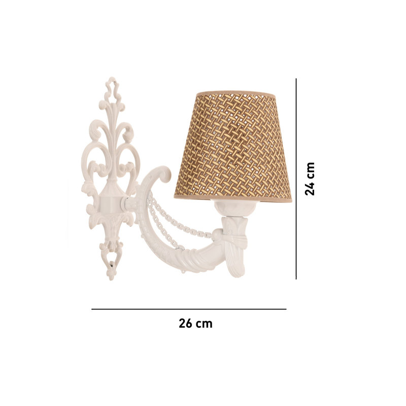 Elegant Wall Lamp with Metal Body, Natural & White Finish | Dimensions: 9.8 x 5.9 x 10.6 Inches | E27 Socket, Max 40W (Bulb Not Included) | IP20 Rated | Perfect for Living Room, Bedroom, & Hallway Decor
