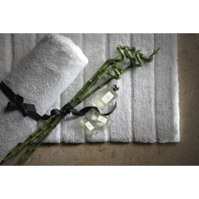 Dithusan Stripe Bamboo Bath Mat, White, 100cm L x 60cm W