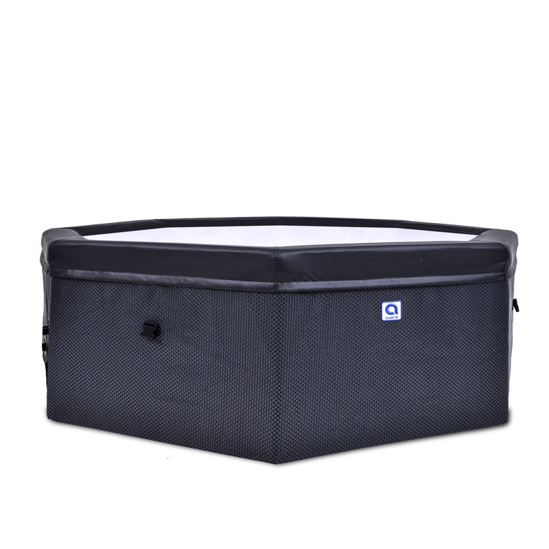 Black Rattan 6-Person Foam Wall Hot Tub Spa