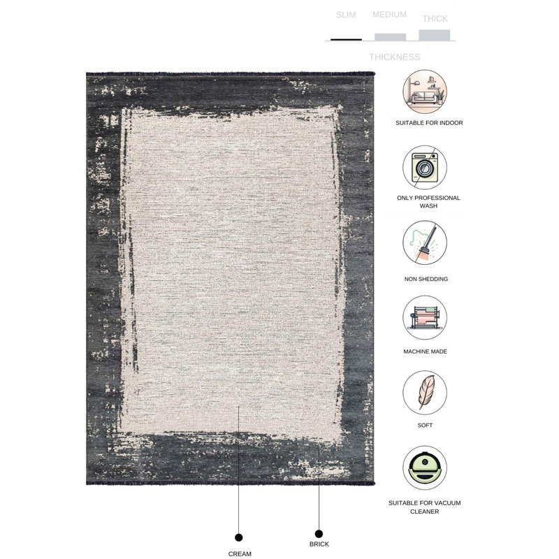 Tapis rectangulaire Tineshia, Tapis de couloir 2 pi 8 po x 9 pi 11 po