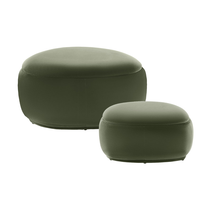 Repose-pieds rembourré avec rangement Hoya, Velours performance olivine Soren