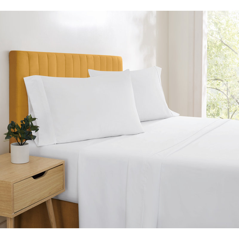 Simmons Essential Microfiber Brushed Sheet Set, White, King