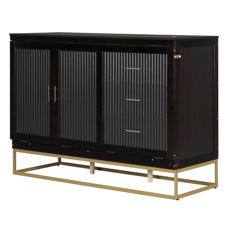 Lit escamotable avec portes en bois, Espresso