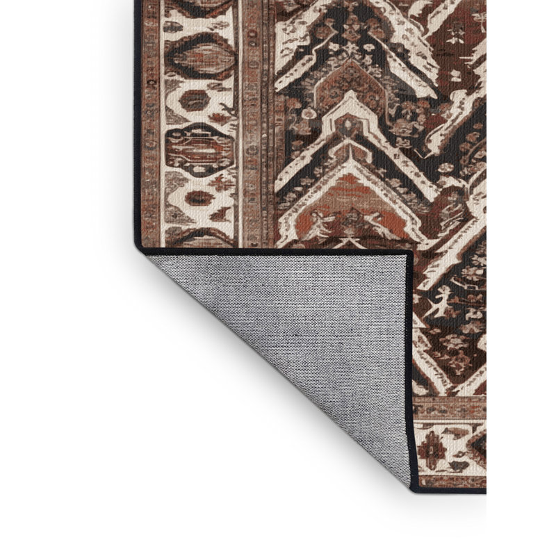 Tapis brun lavable à la machine, Rond 4 pi