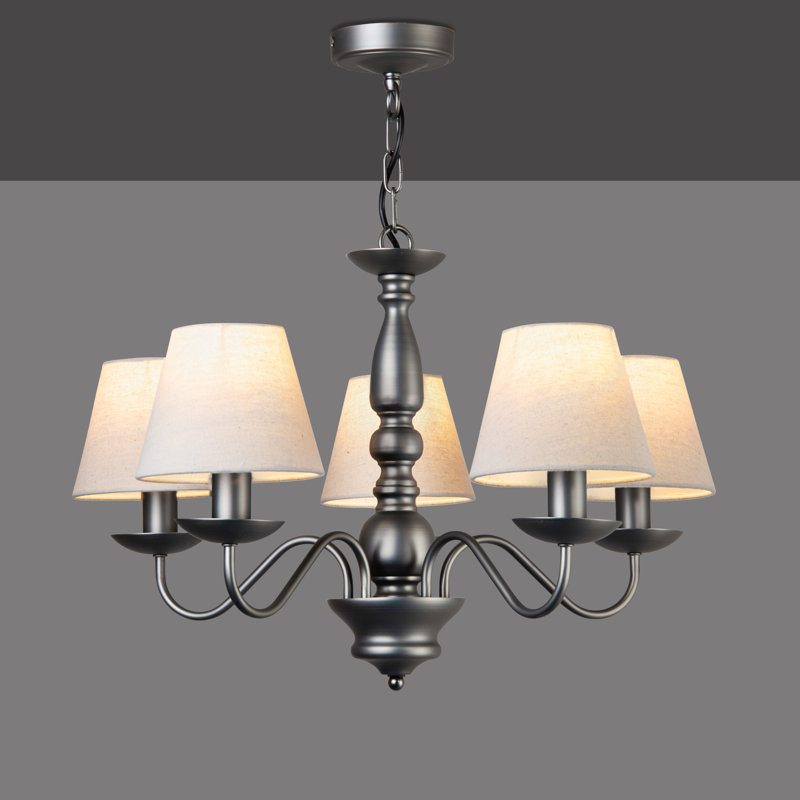 Avon 5-Light Shaded Chandelier, Pewter Grey