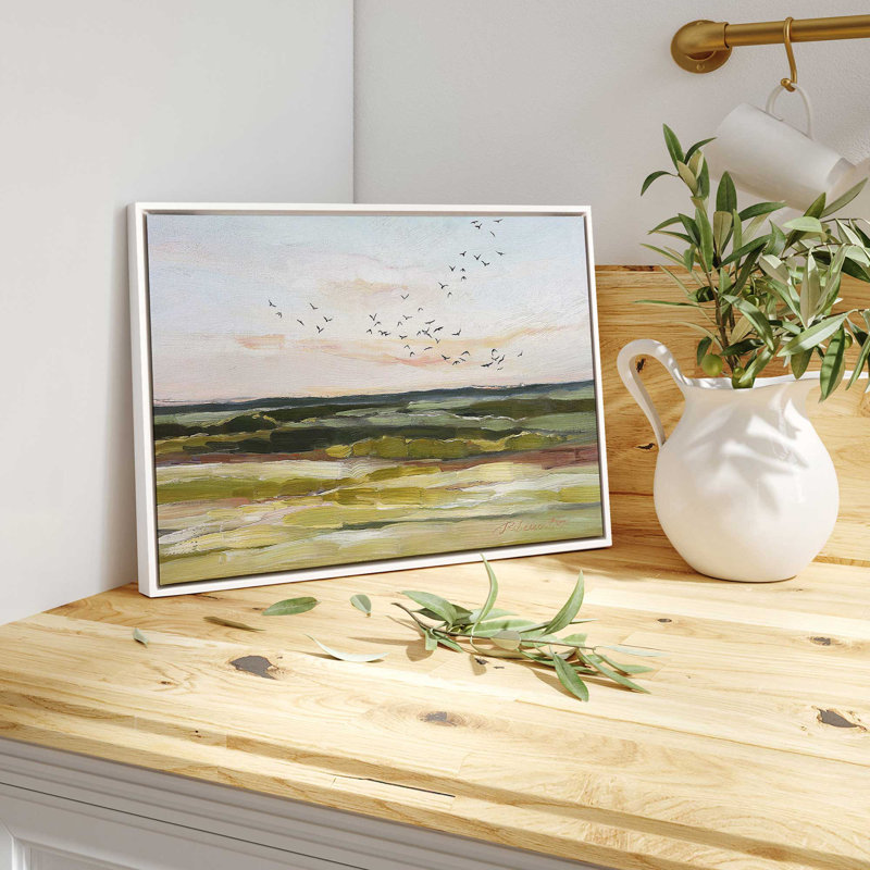 «Skyscape Serenade on Canvas» par Rebecca Fox, reproduction, Cadre flottant blanc, H 26 po x l 38 po x P 1,75 po