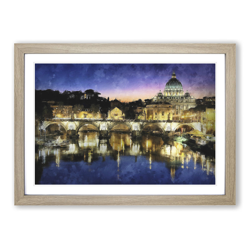 St. Peter's Basilica in Rome Italy - Picture Frame Graphic Art, 45cm H x 63cm W x 2cm D, Oak Framed