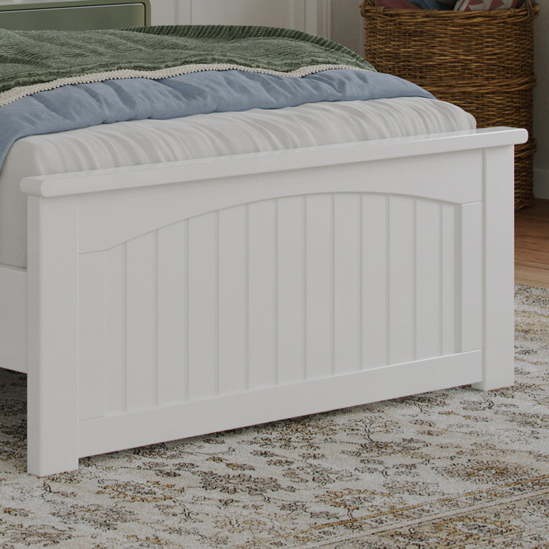Lit plateforme en bois massif francoise avec pied de lit assorti Francoise, Blanc, Simple TG