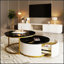 Table basse gigogne ronde moderne avec un design cannelé et un tiroir en noir et or, parfait pour les espaces de vie élégants et flexibles-1428081087-1428081084