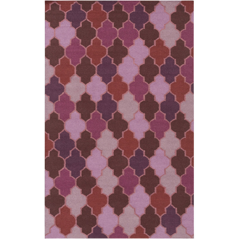 Tapis brun / mauve à motif géométrique tissé à la main Crispin, Rectangle 8 pi x 11 pi