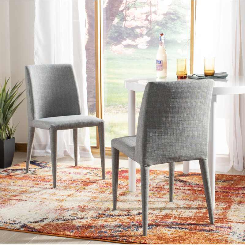 Boilleau 18.5'' H Faux Leather Upholstered Metal Side Chair, Linen - Gray