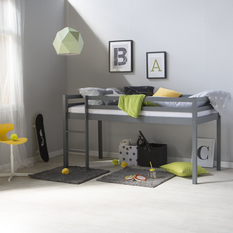 Ellicott mid-loft bed, 90 x 200 cm, Grey, Basic
