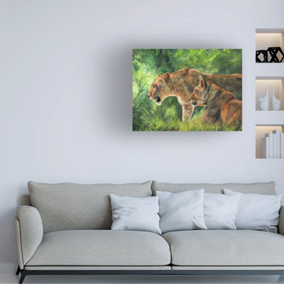 David Stribbling Lionesses Canvas Art