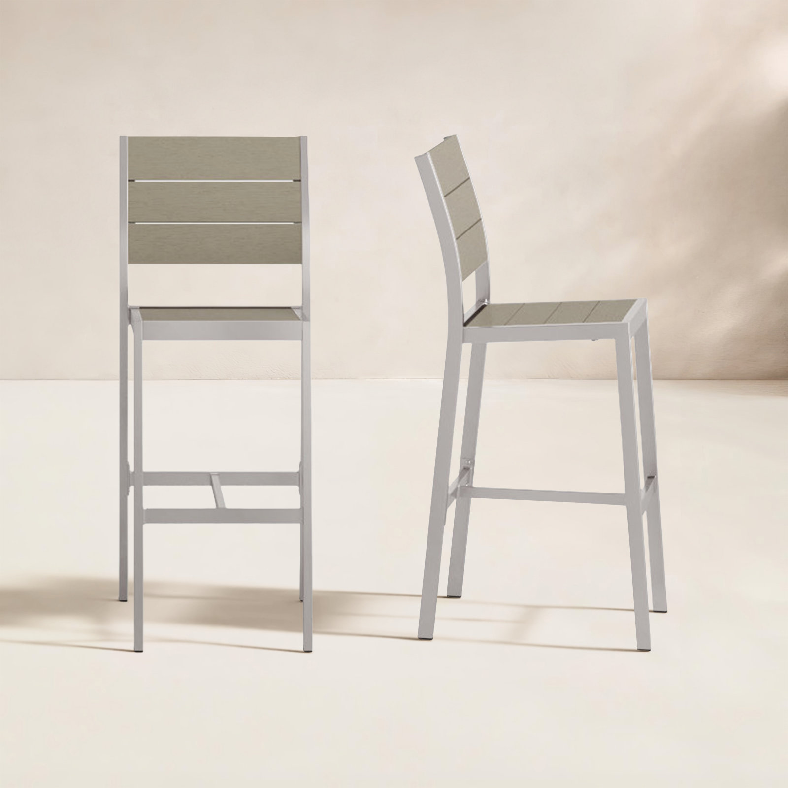 Betty Patio Bar Stool, Gray/Silver