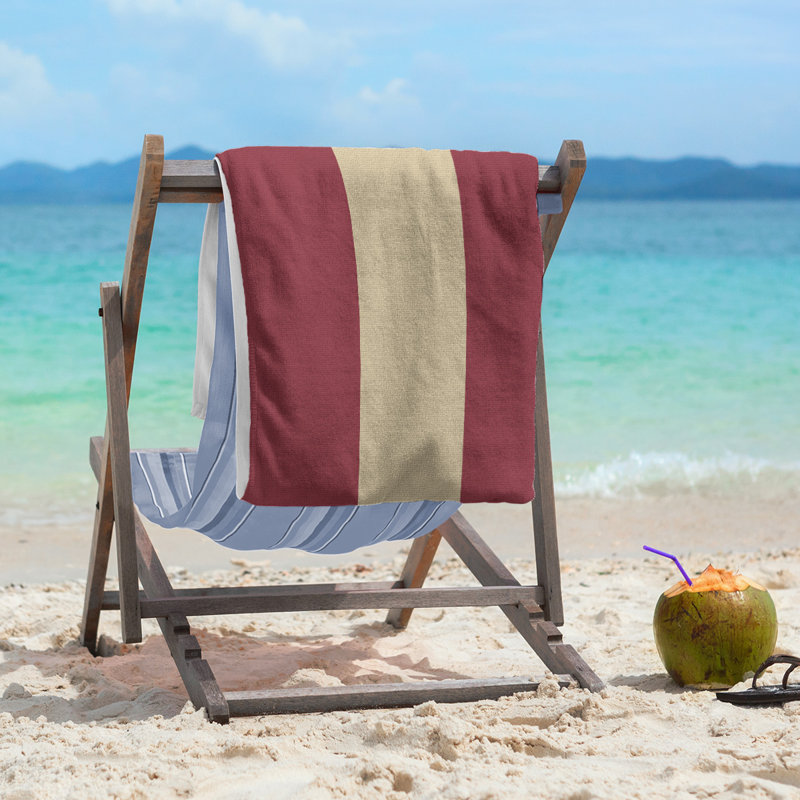 Lightweight Beach Towel, Brick Red/Desert Sand/Brick Red, Poly/Cotton