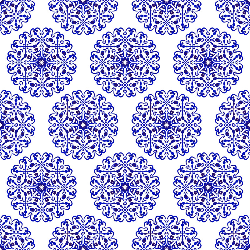 Porcelain Chinese Blue Pattern by Horizon2531 - Wrapped Canvas Print, 122cm H x 122cm W