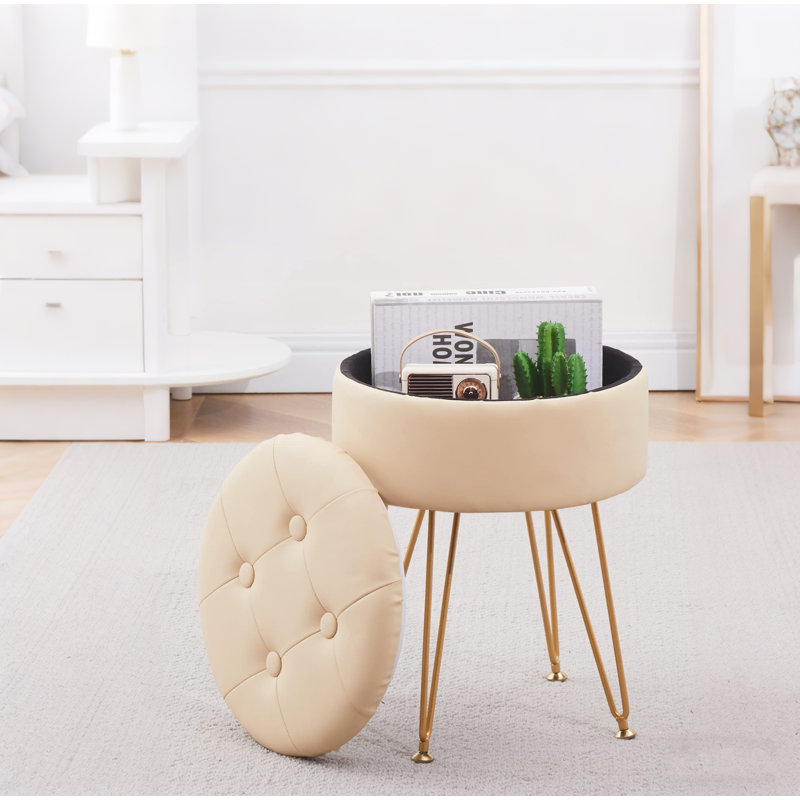 Tabouret de coiffeuse avec rangement, Naturel / naturel