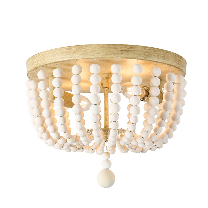 Moro 2 Light Beaded Flush Mount, Natural, Vintage White