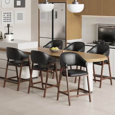 Tabouret de bar rembourré en bois massif