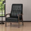 Chaise d'appoint rembourrée Mid-Century moderne en similicuir noir mat avec structure en bois d'hévéa espresso-120079798