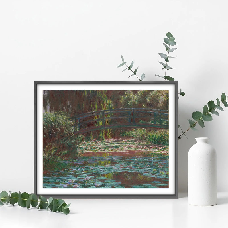 "Water Lily Pond", reproduction d'art encadrée de style Monet d'un étang serein, H 12 po x l 16 po