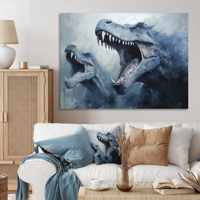 Ancien dinosaure bleu et gris II - art de mur de dinosaure
